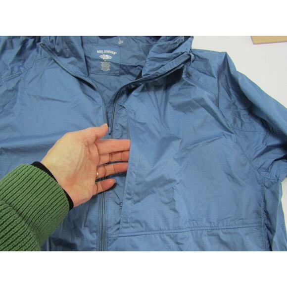 Reel Legends Bleu Hooded Adjustable Windbreaker Jacket Mens size XL Packable - Picture 7 of 7